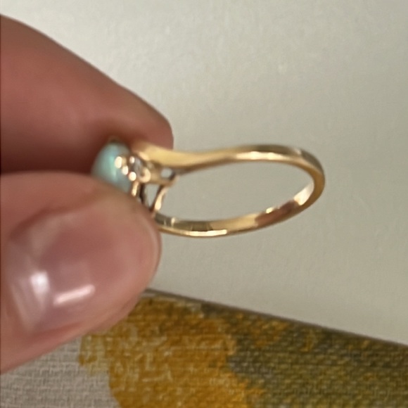 No Brand Vintage Opal Ring 14k Gold and Diamonds - Picture 5 of 5